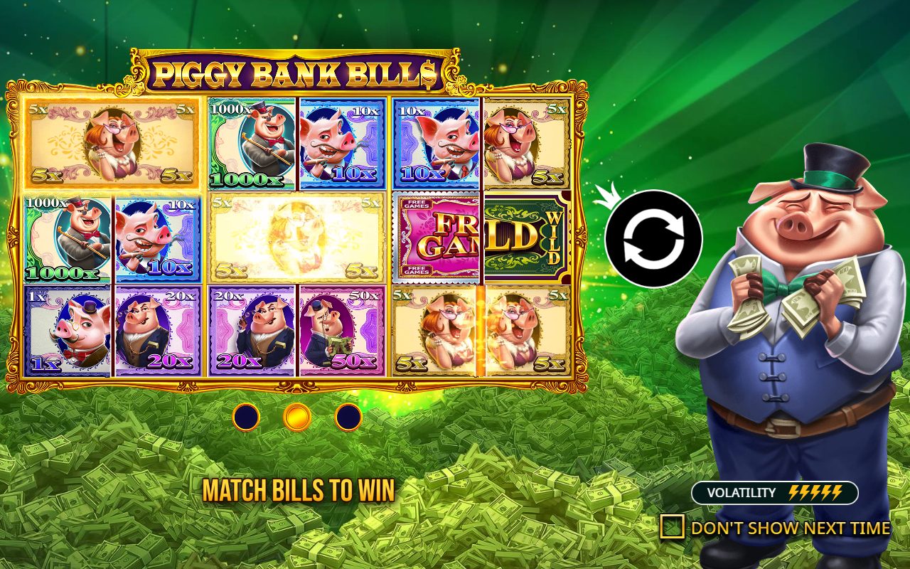 Piggy Bank Bills base game reels