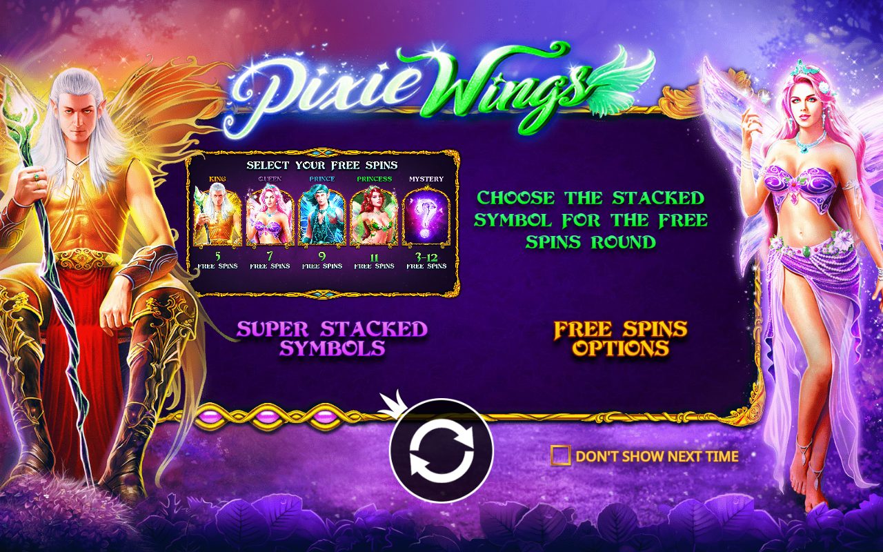 Pixie Wings game lobby / feature intro
