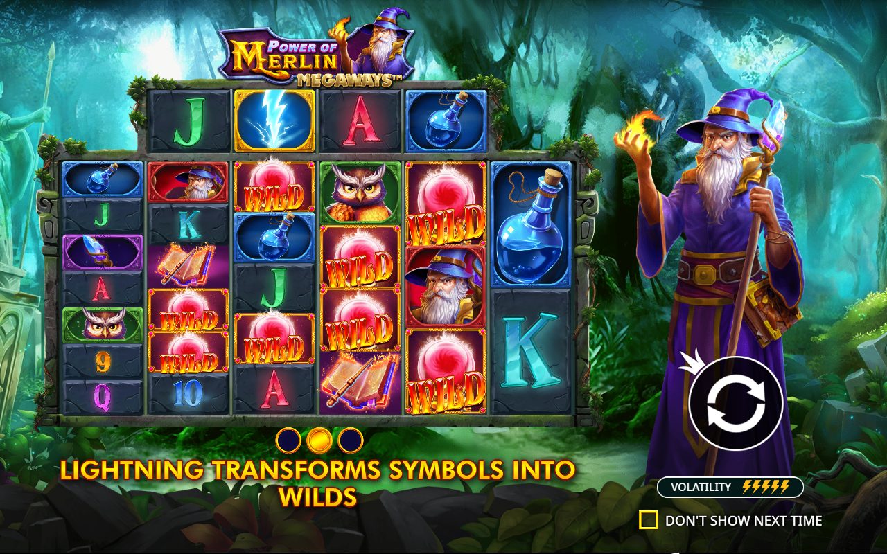 Power of Merlin Megaways game lobby / feature intro