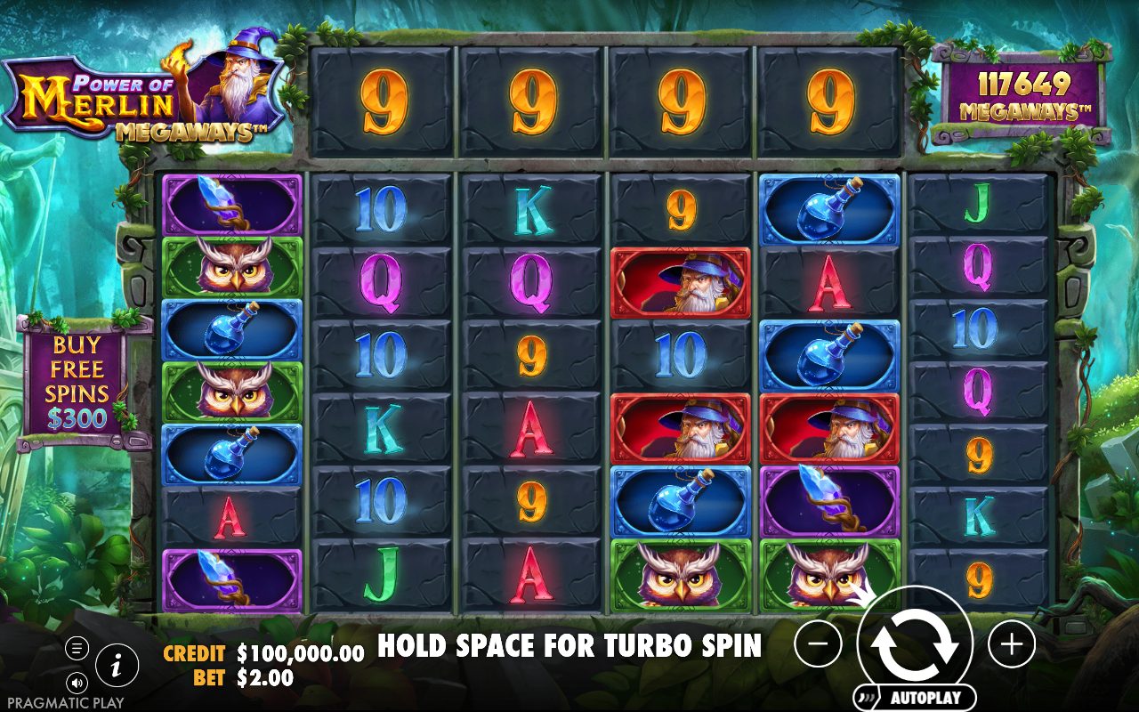 Power of Merlin Megaways base game reels