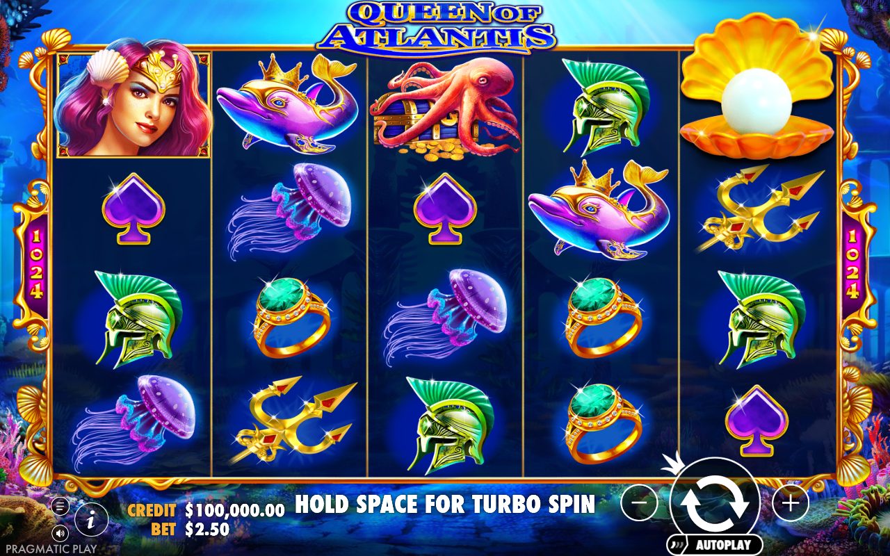 Queen of Atlantis base game reels