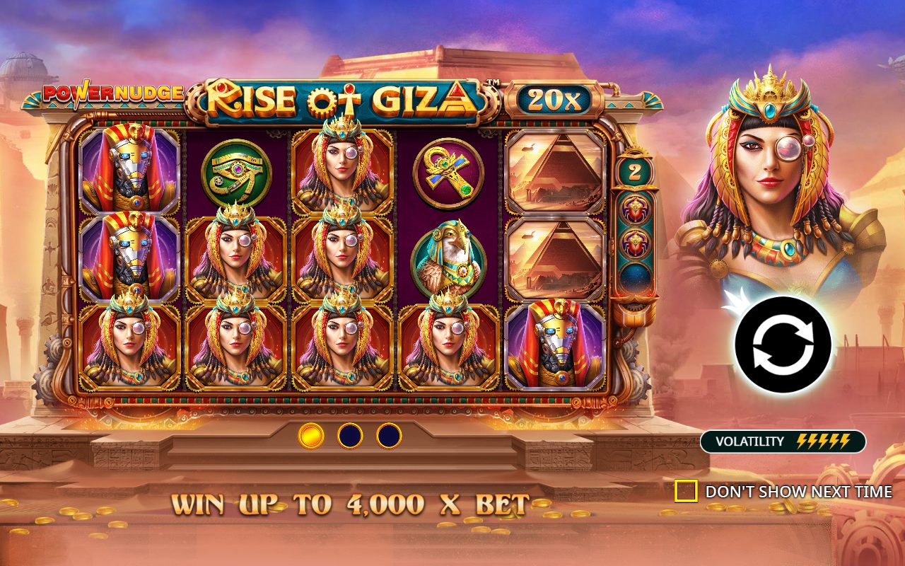 Rise of Giza PowerNudge game lobby / feature intro