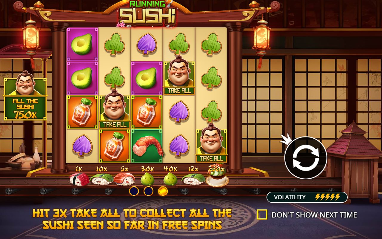 Running Sushi game lobby / feature intro