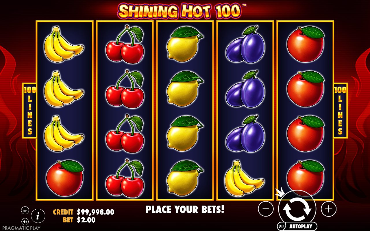 Shining Hot 100 base game reels