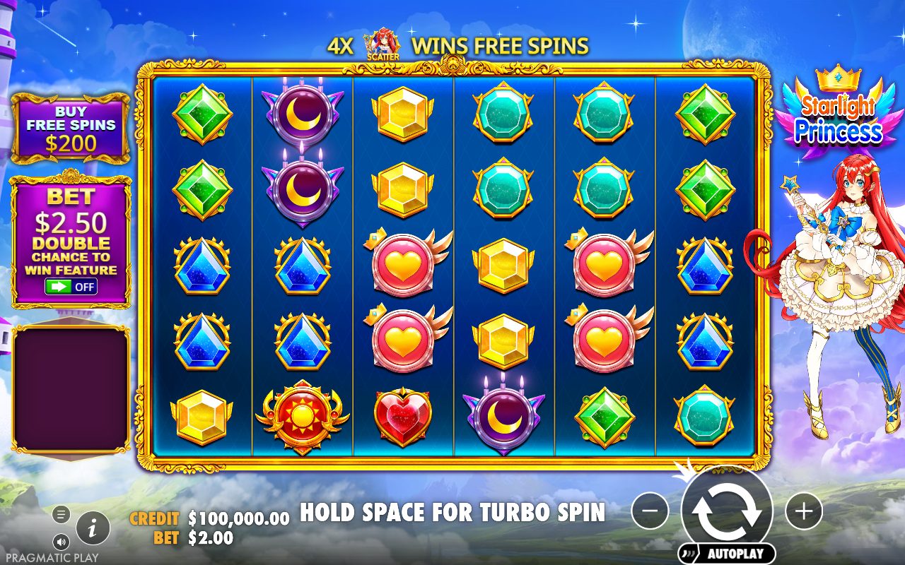 Starlight Princess base game reels