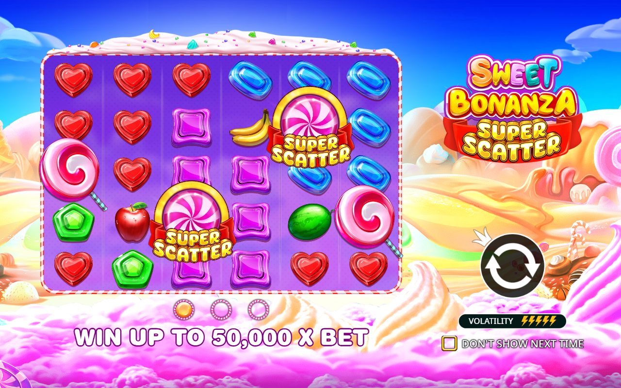 Sweet Bonanza Super Scatter game lobby / feature intro
