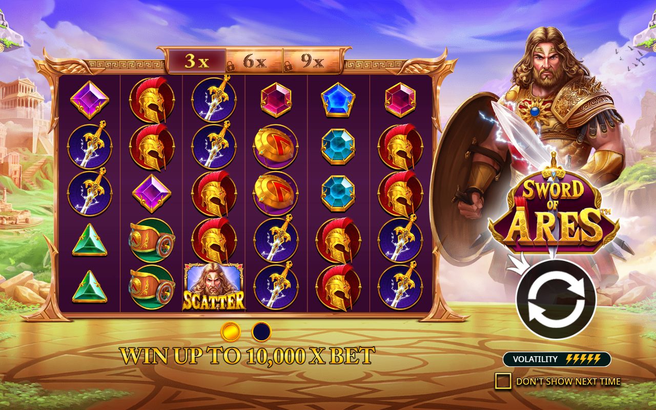 Sword of Ares game lobby / feature intro