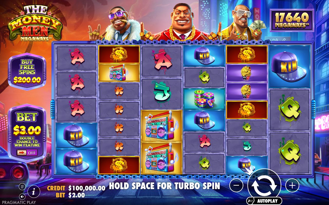 The Money Men Megaways game lobby / feature intro
