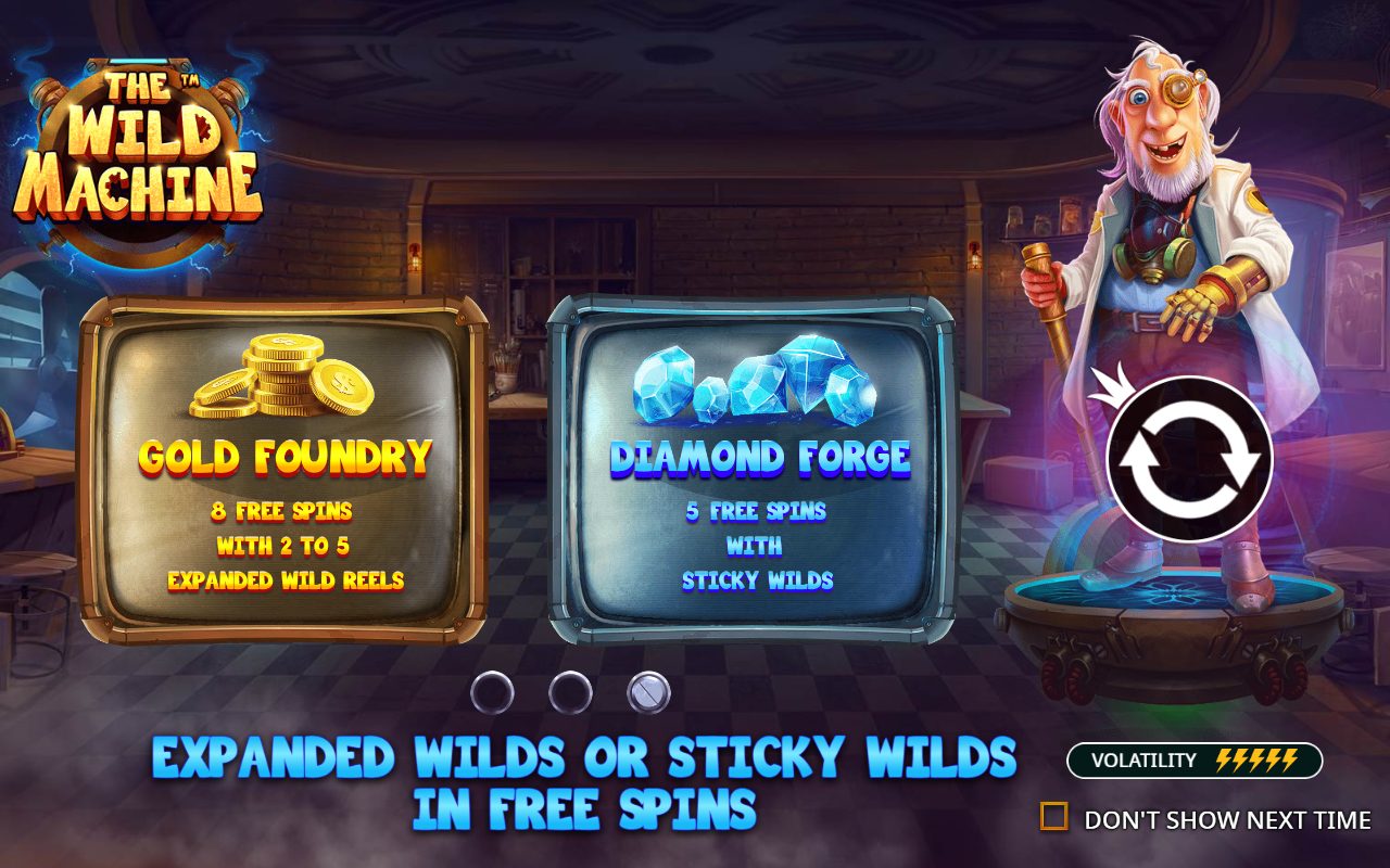 The Wild Machine game lobby / feature intro