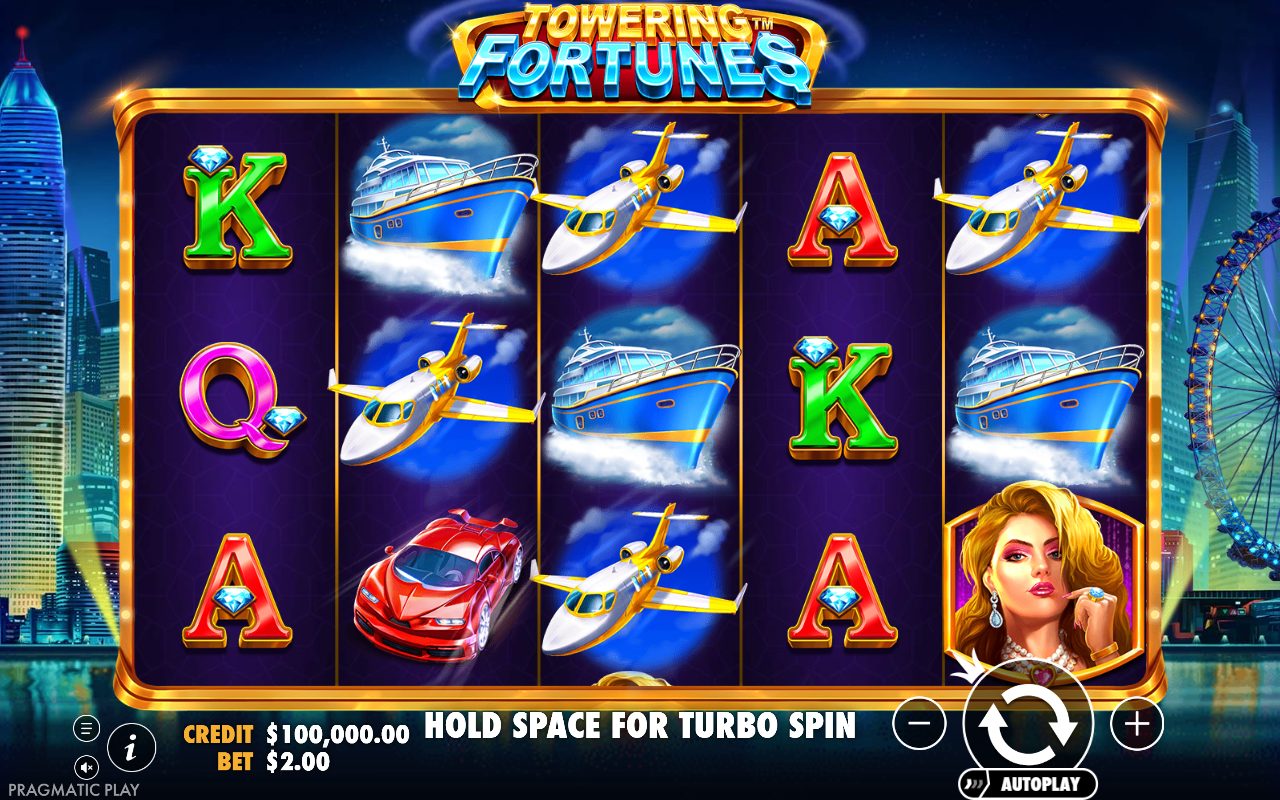 Towering Fortunes game lobby / feature intro