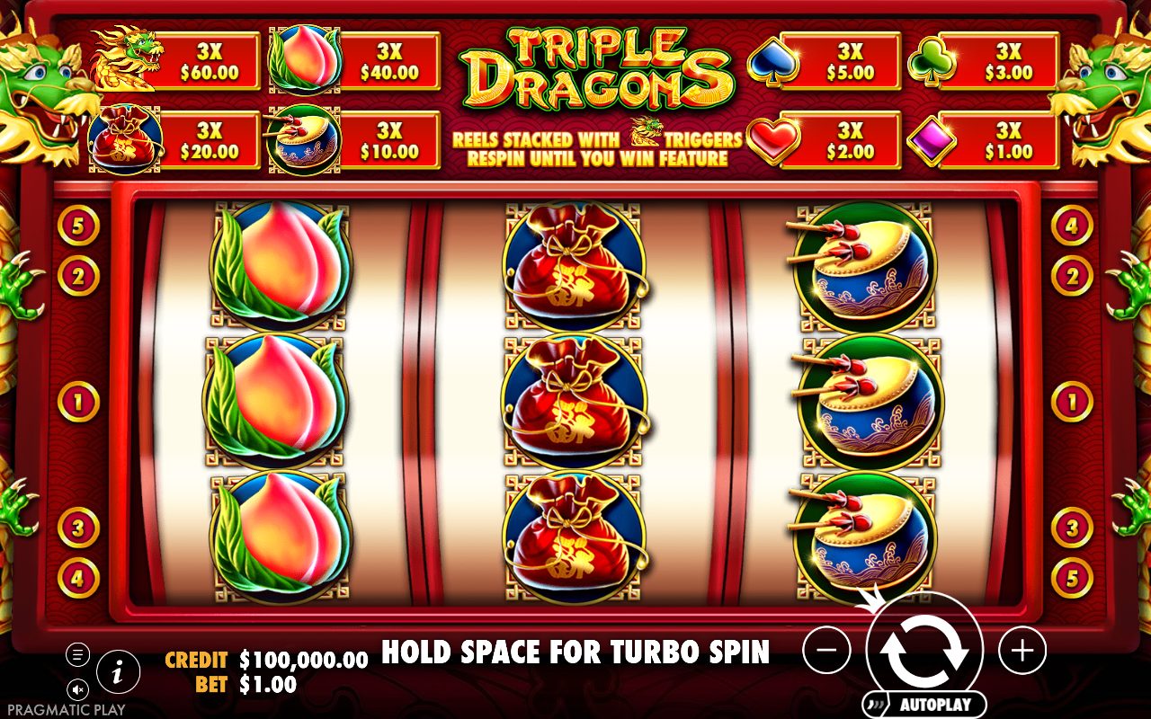 Triple Dragons game lobby / feature intro