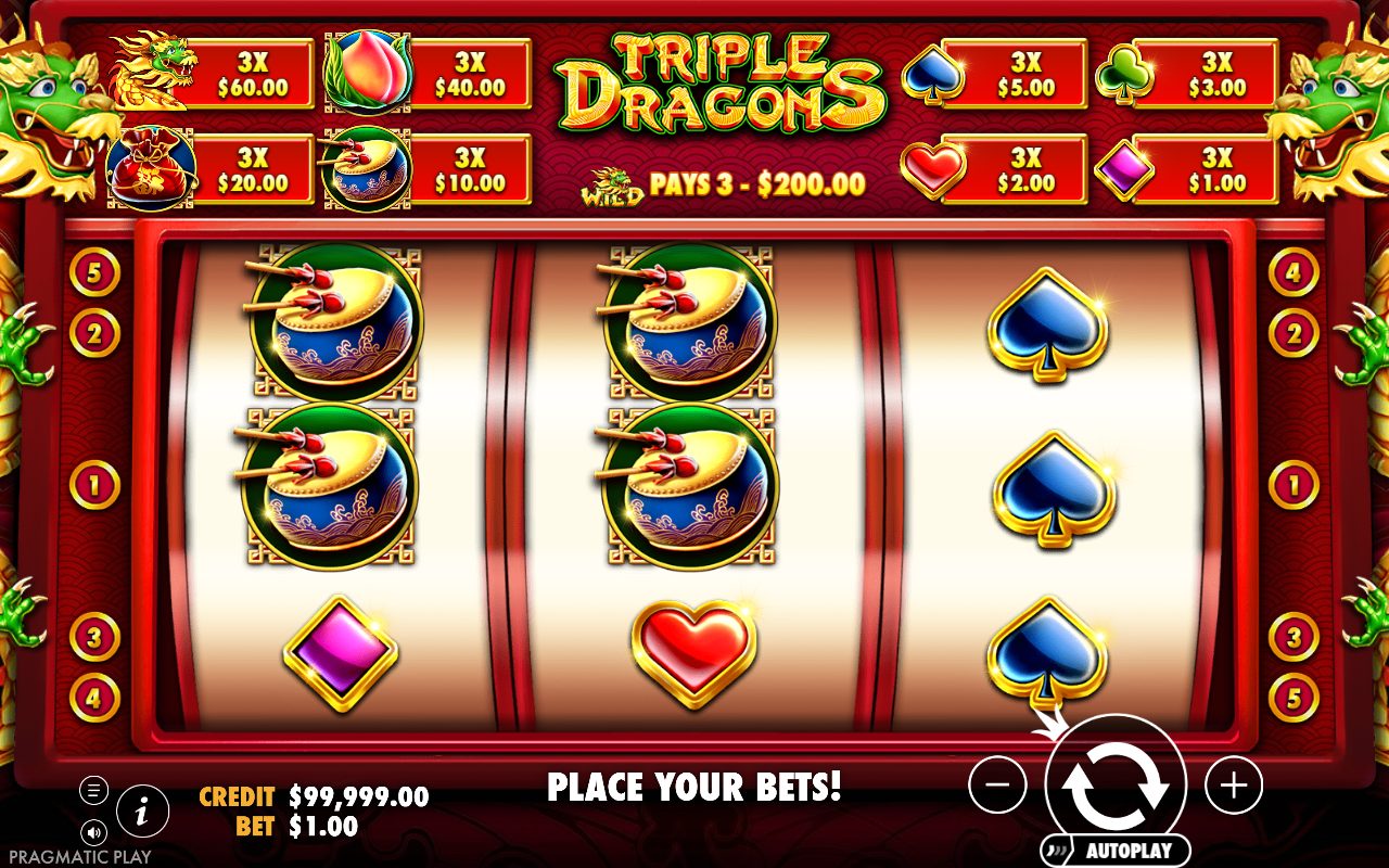 Triple Dragons base game reels