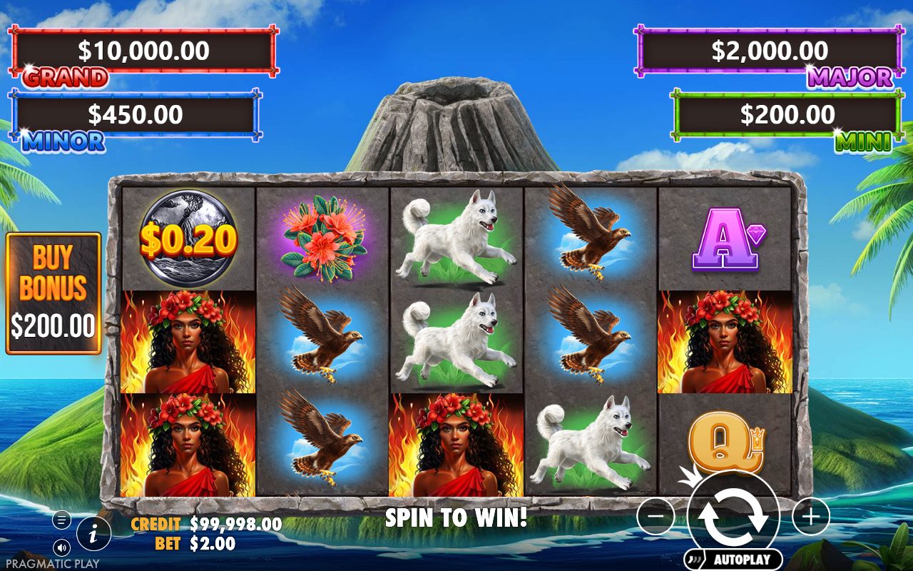 Volcano Goddess base game reels