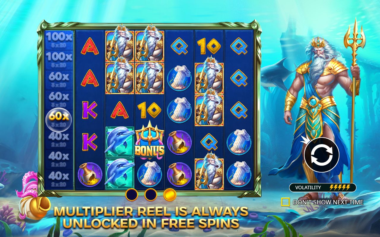 Waves of Poseidon game lobby / feature intro
