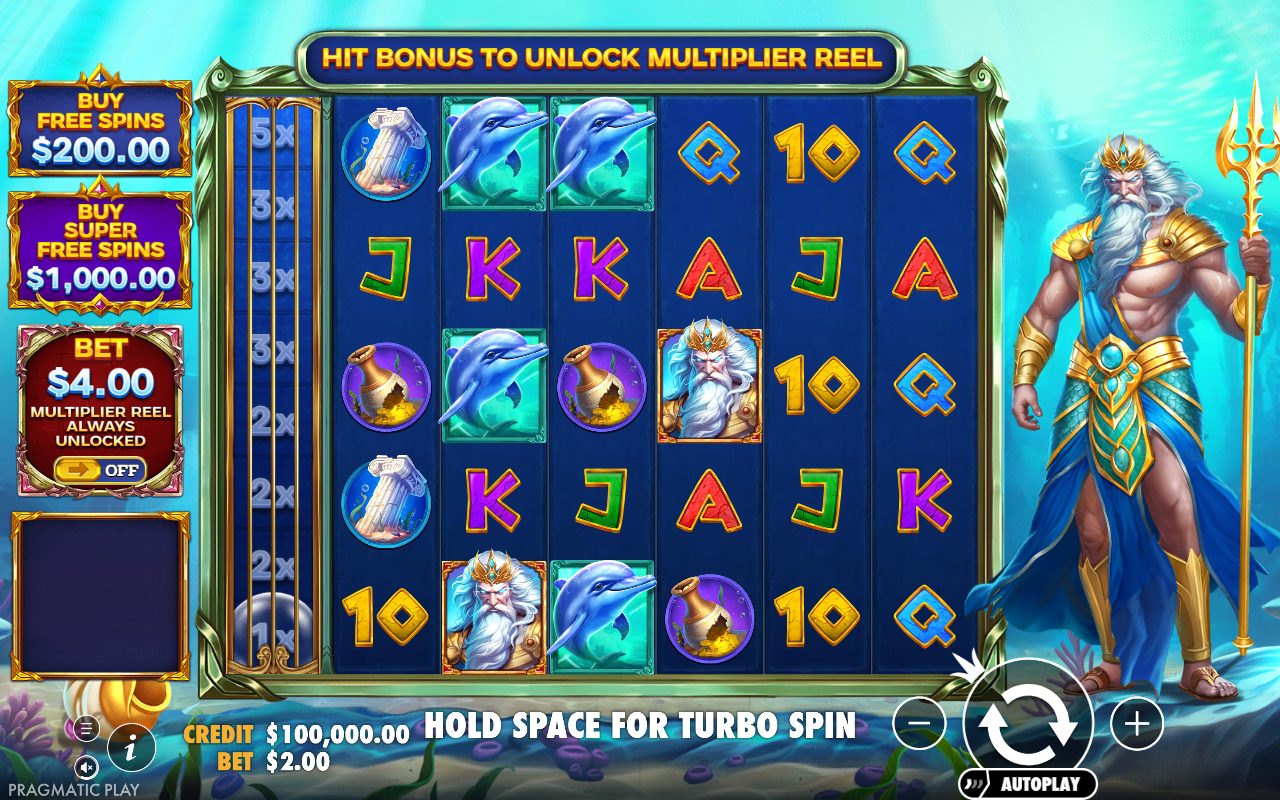 Waves of Poseidon base game reels