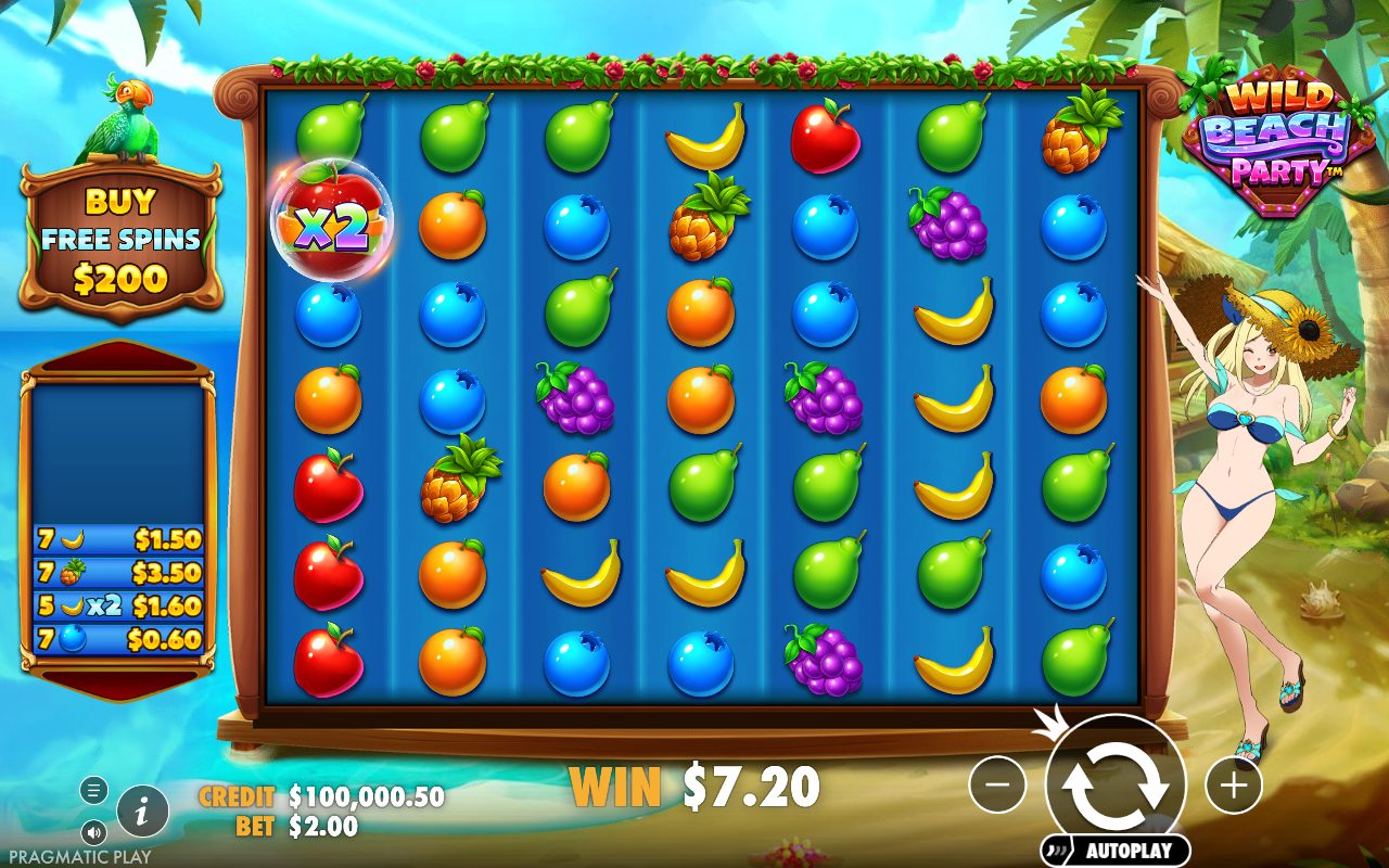 Wild Beach Party base game reels