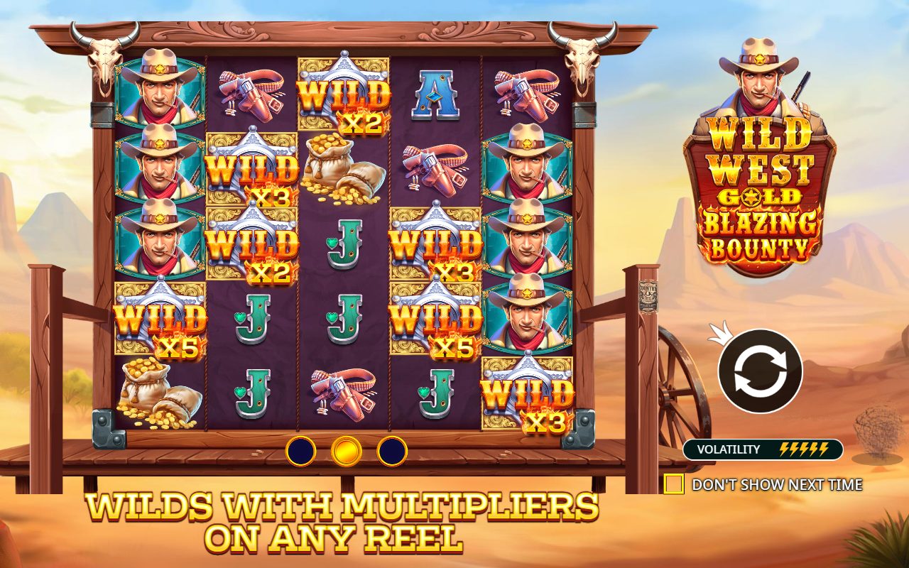 Wild West Gold Blazing Bounty game lobby / feature intro
