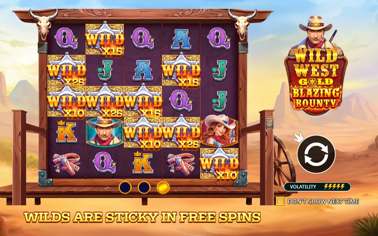Wild West Gold Blazing Bounty base game reels