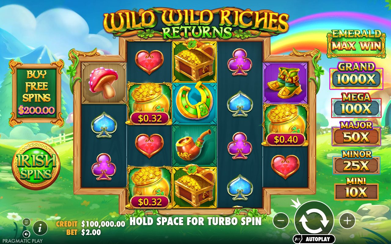 Wild Wild Riches Returns base game reels