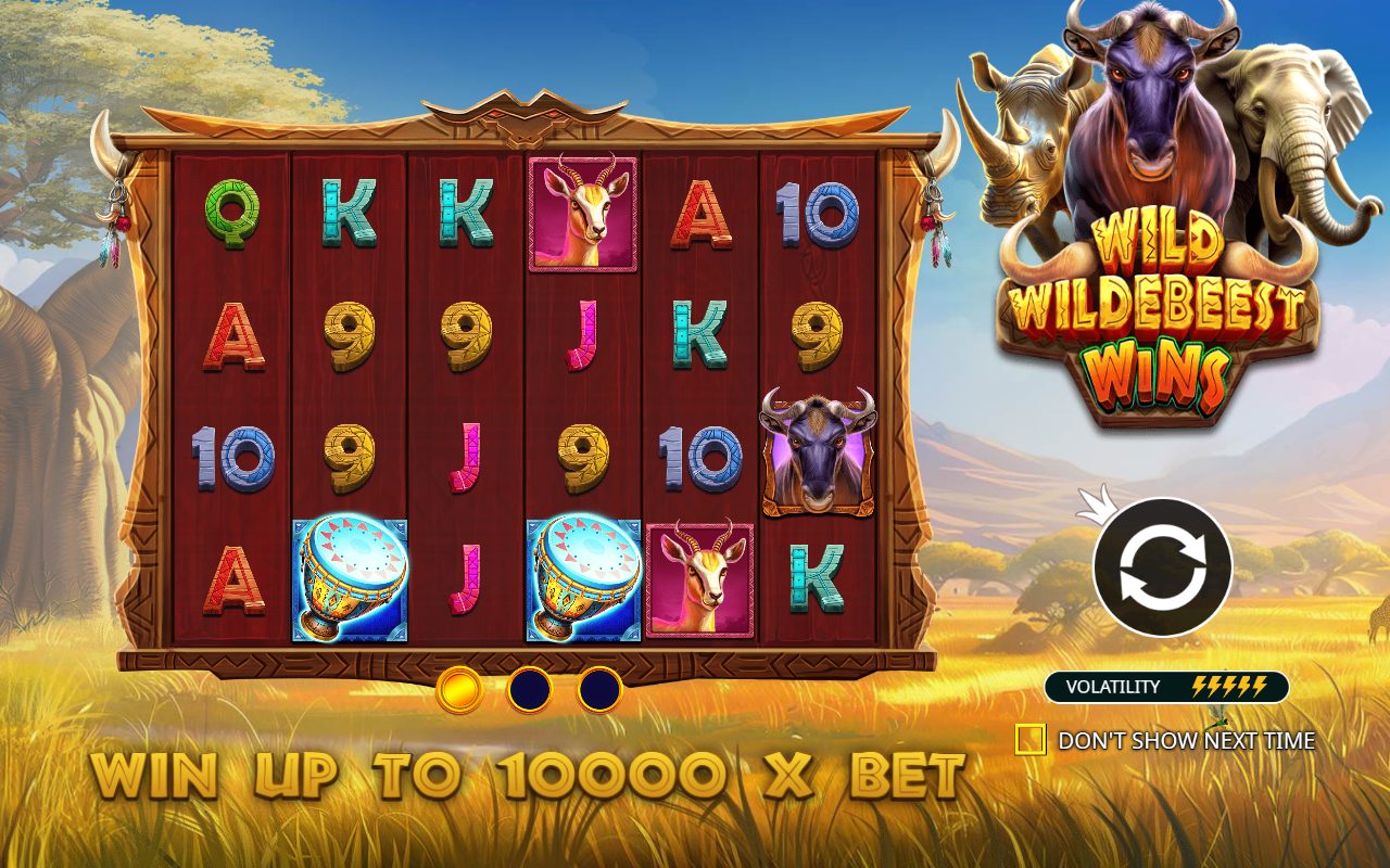 Wild Wildebeest Wins game lobby / feature intro