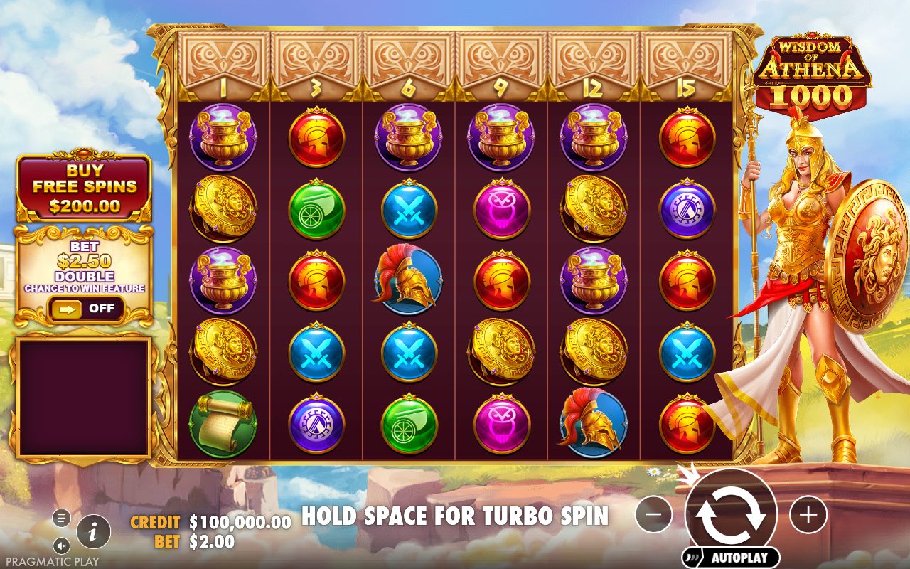 Wisdom of Athena 1000 game lobby / feature intro