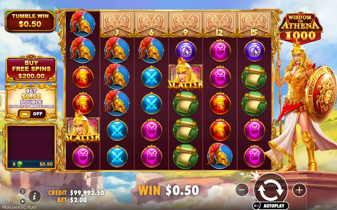 Wisdom of Athena 1000 base game reels