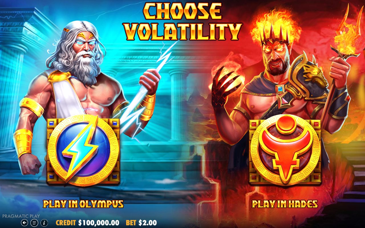 Zeus vs Hades Gods of War game lobby / feature intro