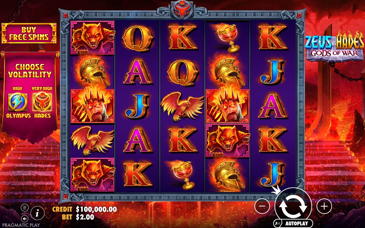 Zeus vs Hades Gods of War base game reels