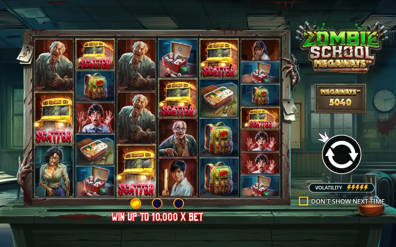 Zombie School Megaways game lobby / feature intro