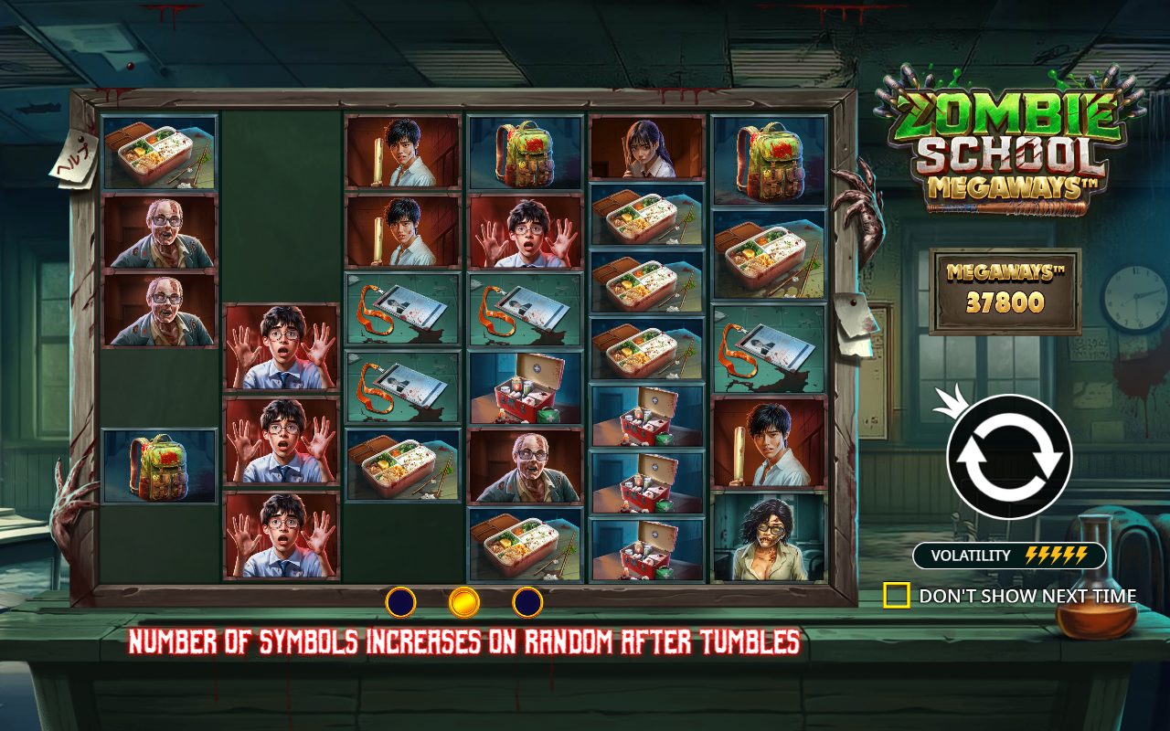 Zombie School Megaways base game reels